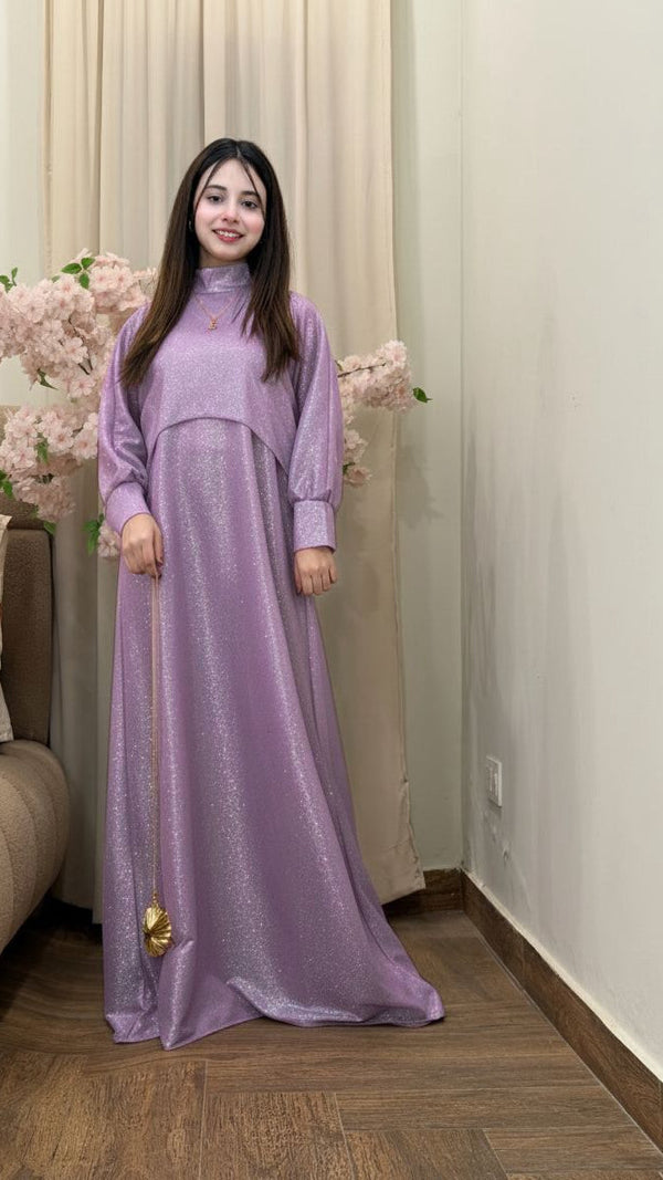 Moonlight Glitter Drop Shoulders Cap With Maxi 2Pcs Set